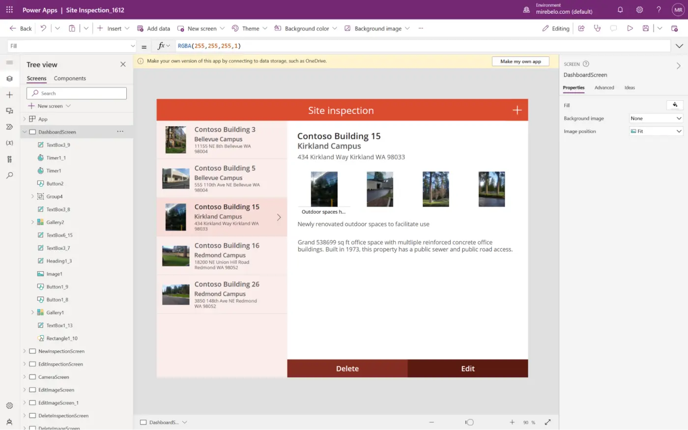 PowerApps, our pick for the best internal tool builder for advanced logic without code