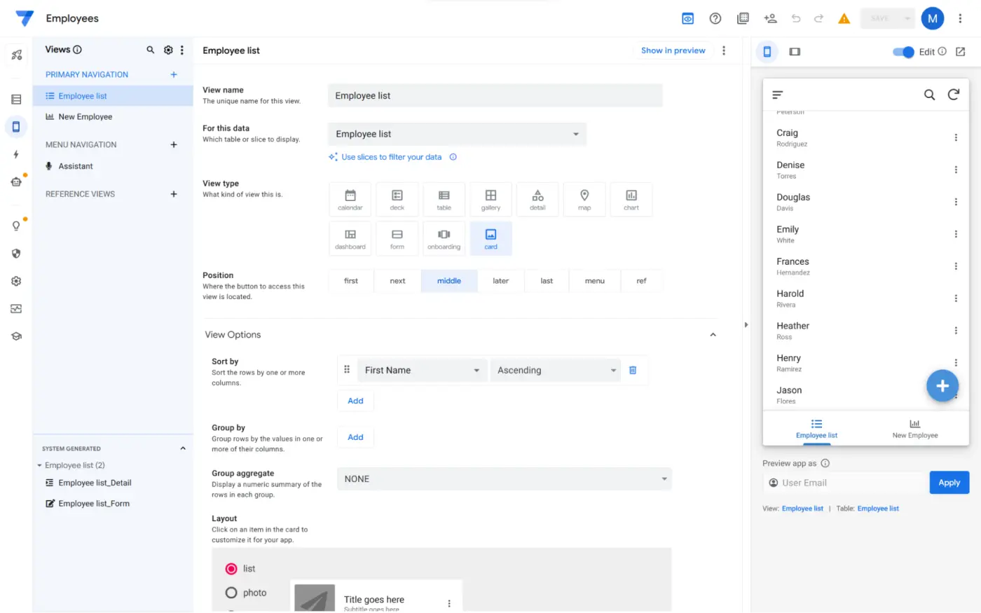 AppSheet, our pick for the best internal app builder for starting from a spreadsheet