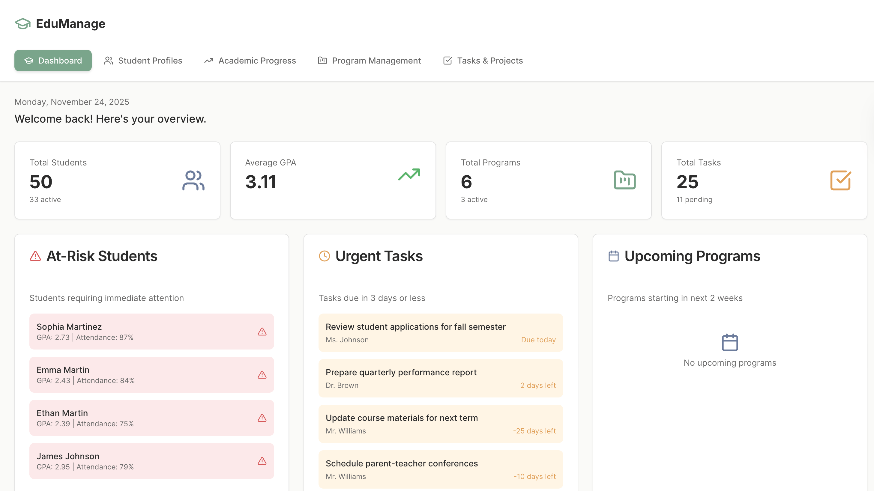Education Management Dashboard