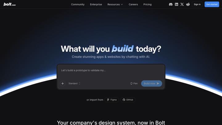 Bolt app generation interface screenshot