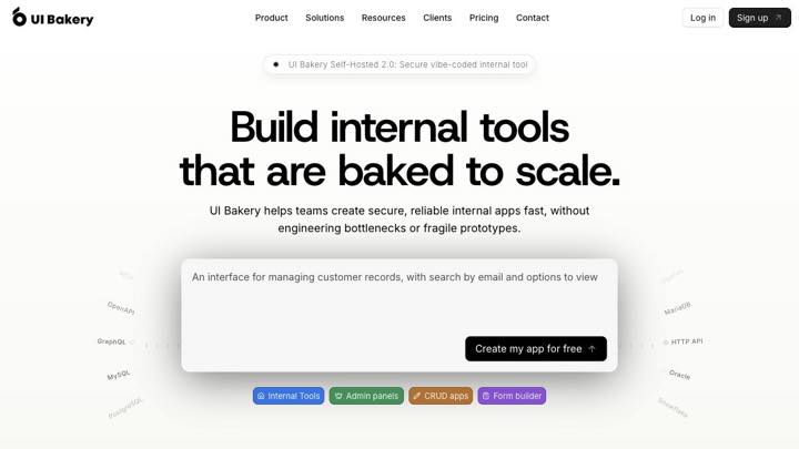 UI Bakery internal app builder interface screenshot