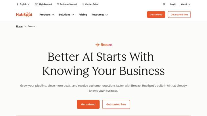 HubSpot AI interface screenshot