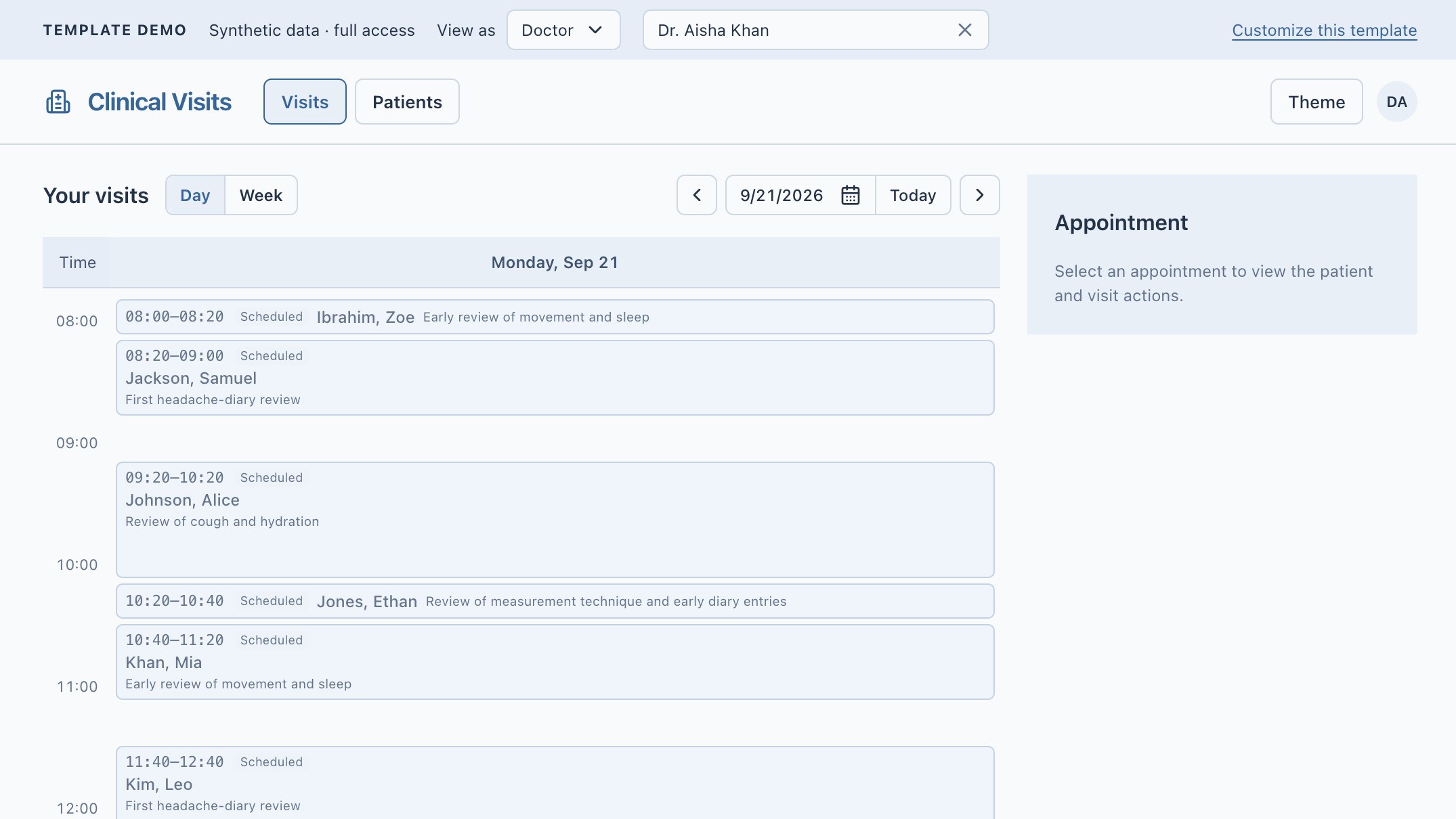Clinical Visits App