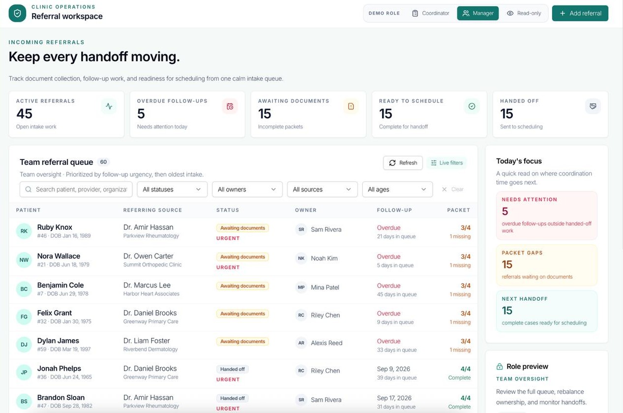 Patient Intake & Referral Tracker