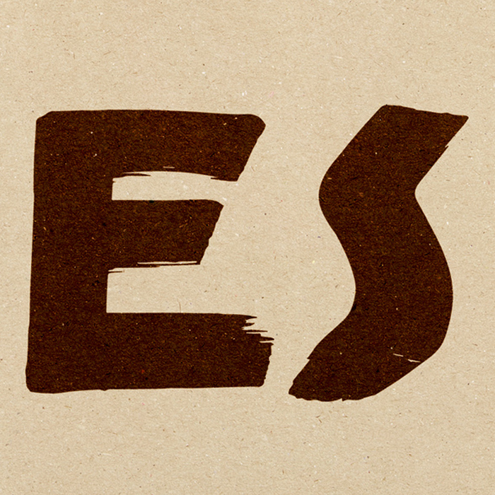 Logo for the painter Egon Schiele. Bold, dark brown letters 'E' and 'S' with a textured, hand-painted look on a beige paper background.
