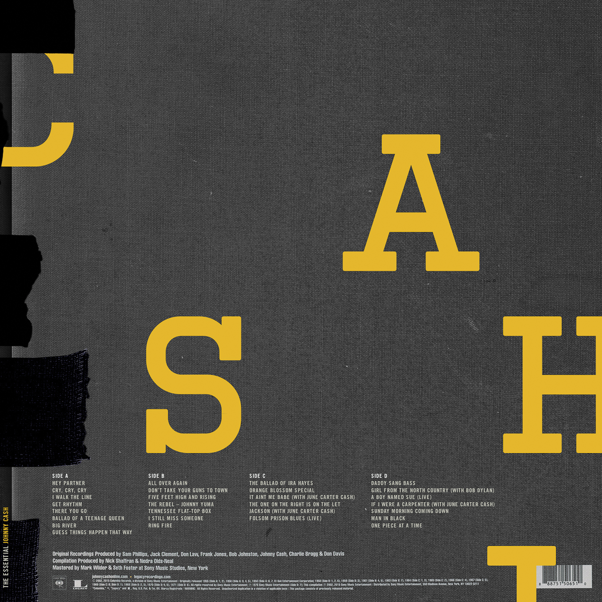 Back album art for Johnny Cash's Essentials album