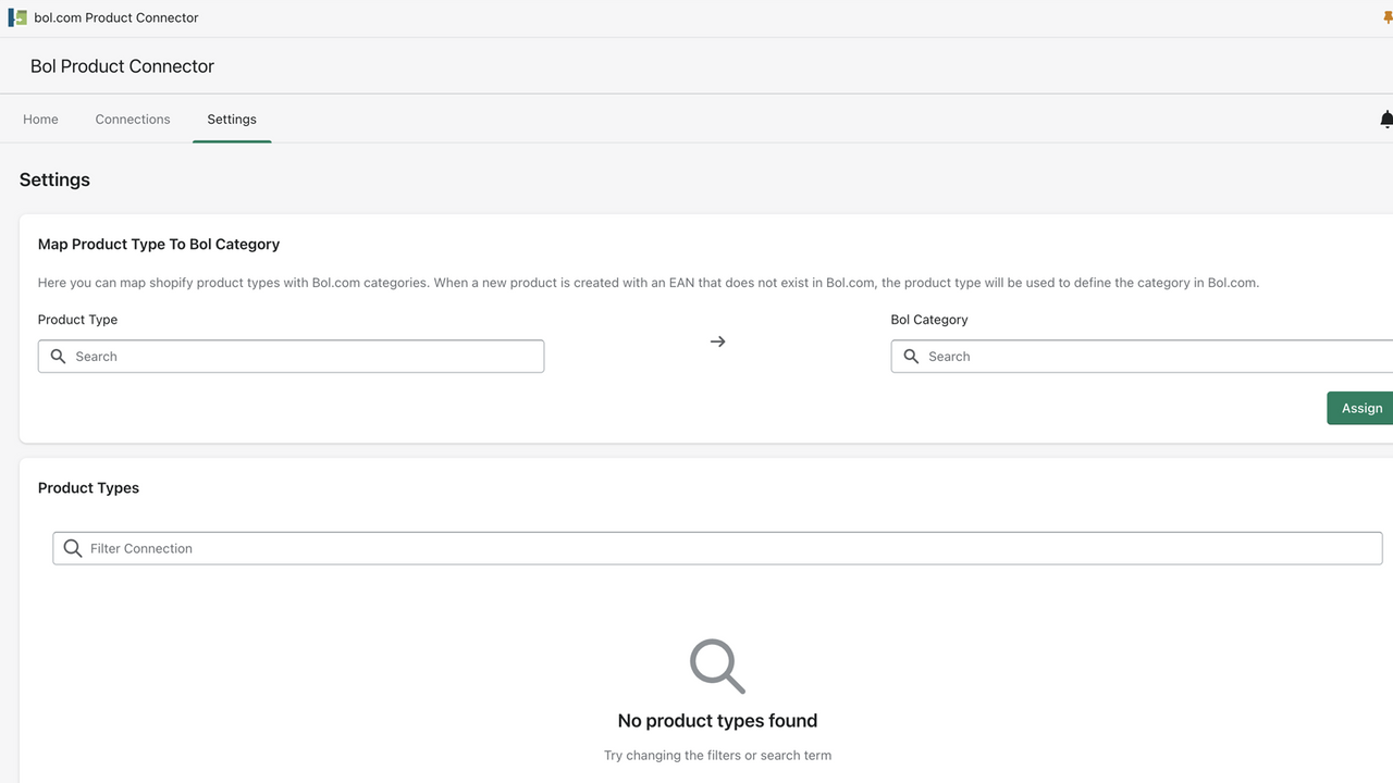 map your product types to bol categories
