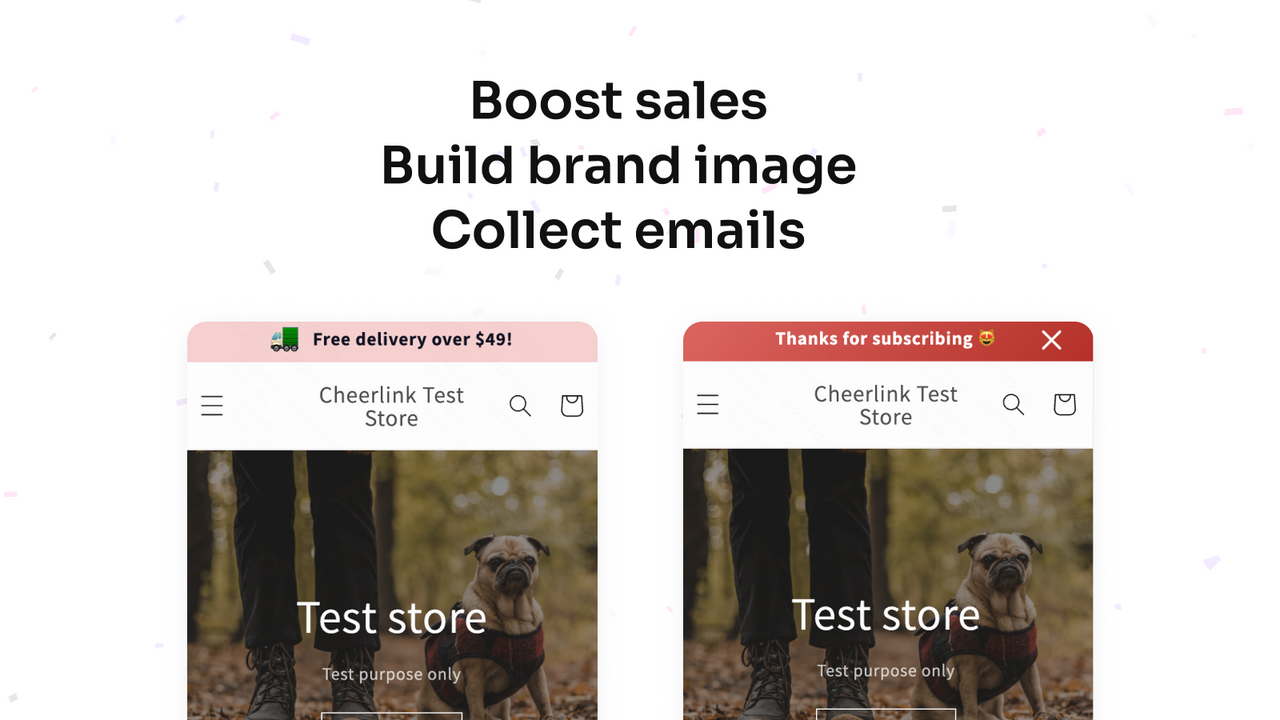 Shopify App, Cheerlink Announcement Bar, Store Design, Banner
