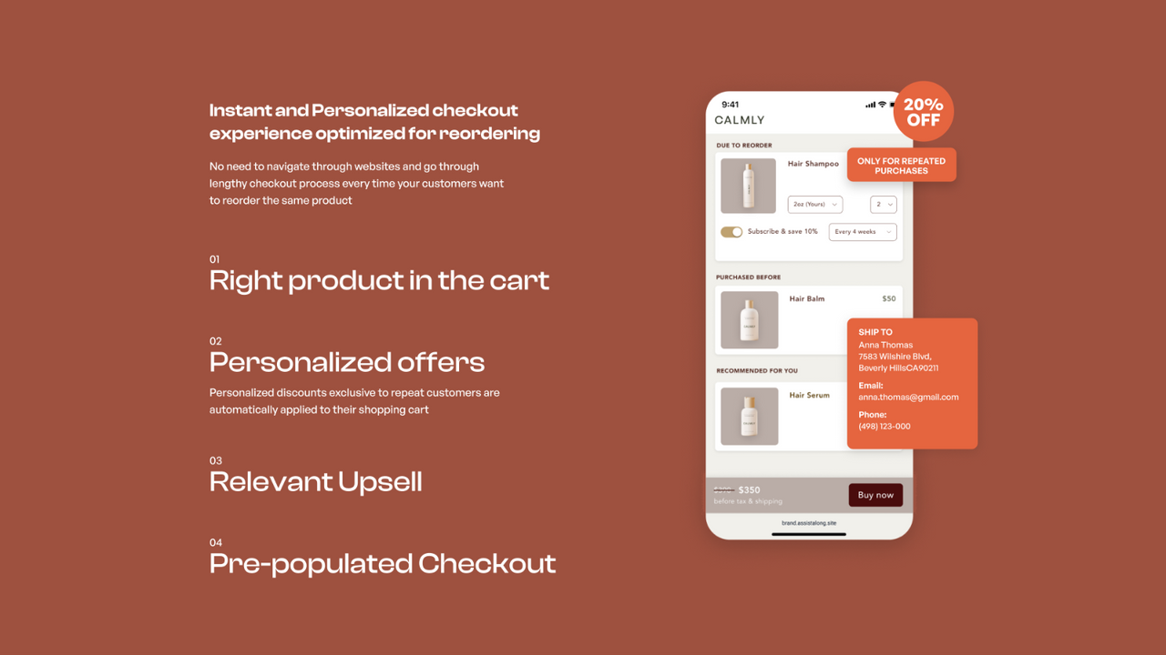 Instant and personalized checkout