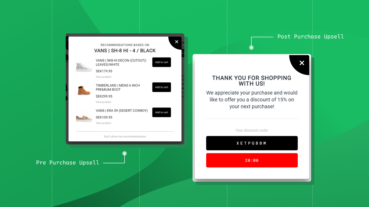 Pre Purchase Upsell, Post Purchase Upsell