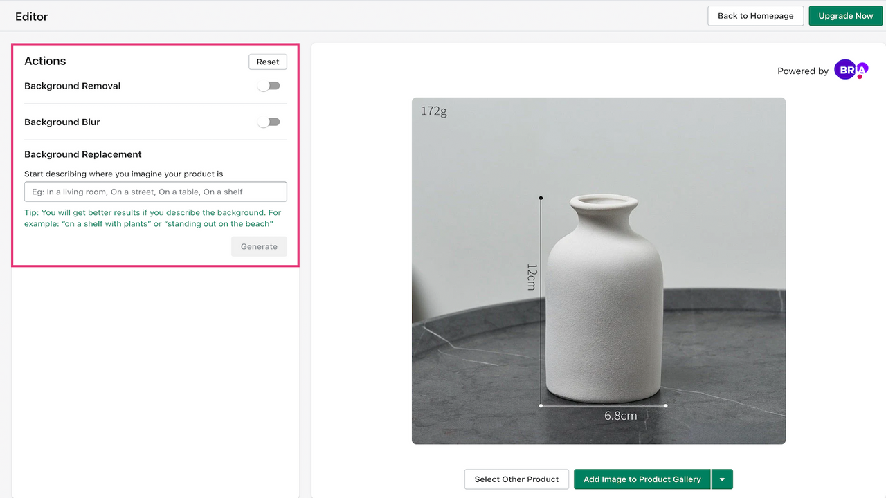 Use Generative AI Background Editor