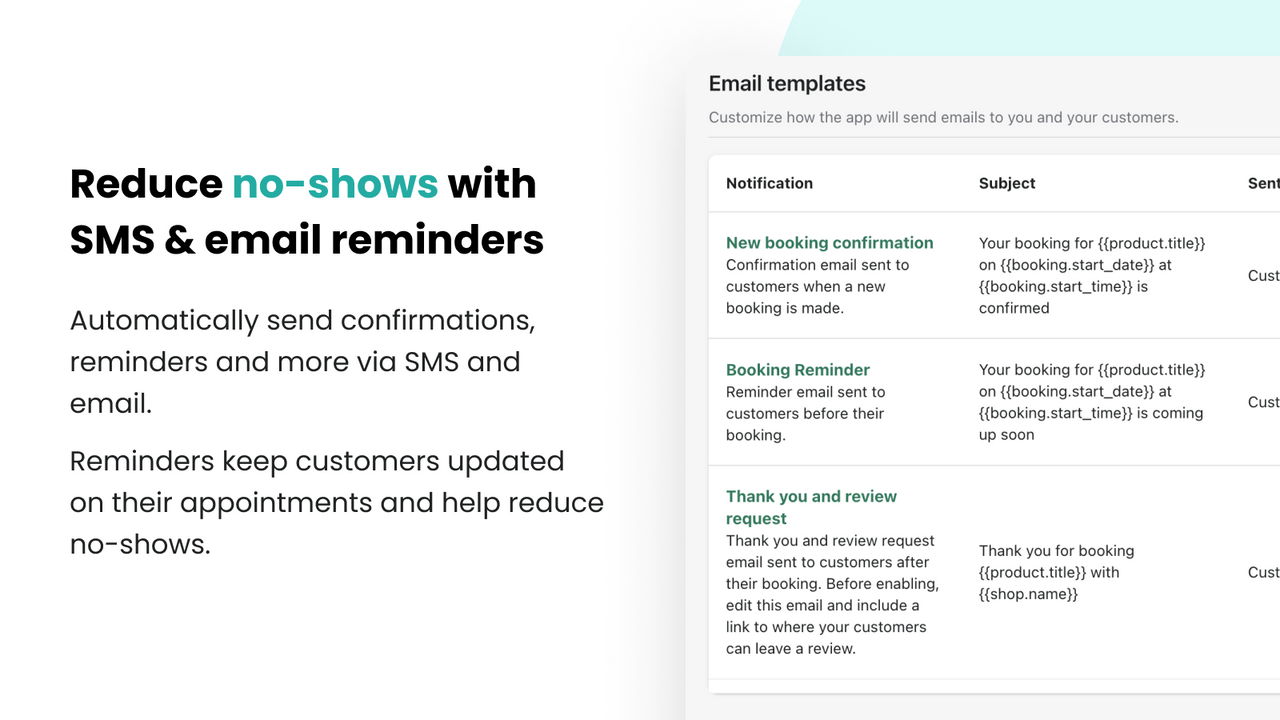 Automatic SMS & email reminders reduce no-shows.