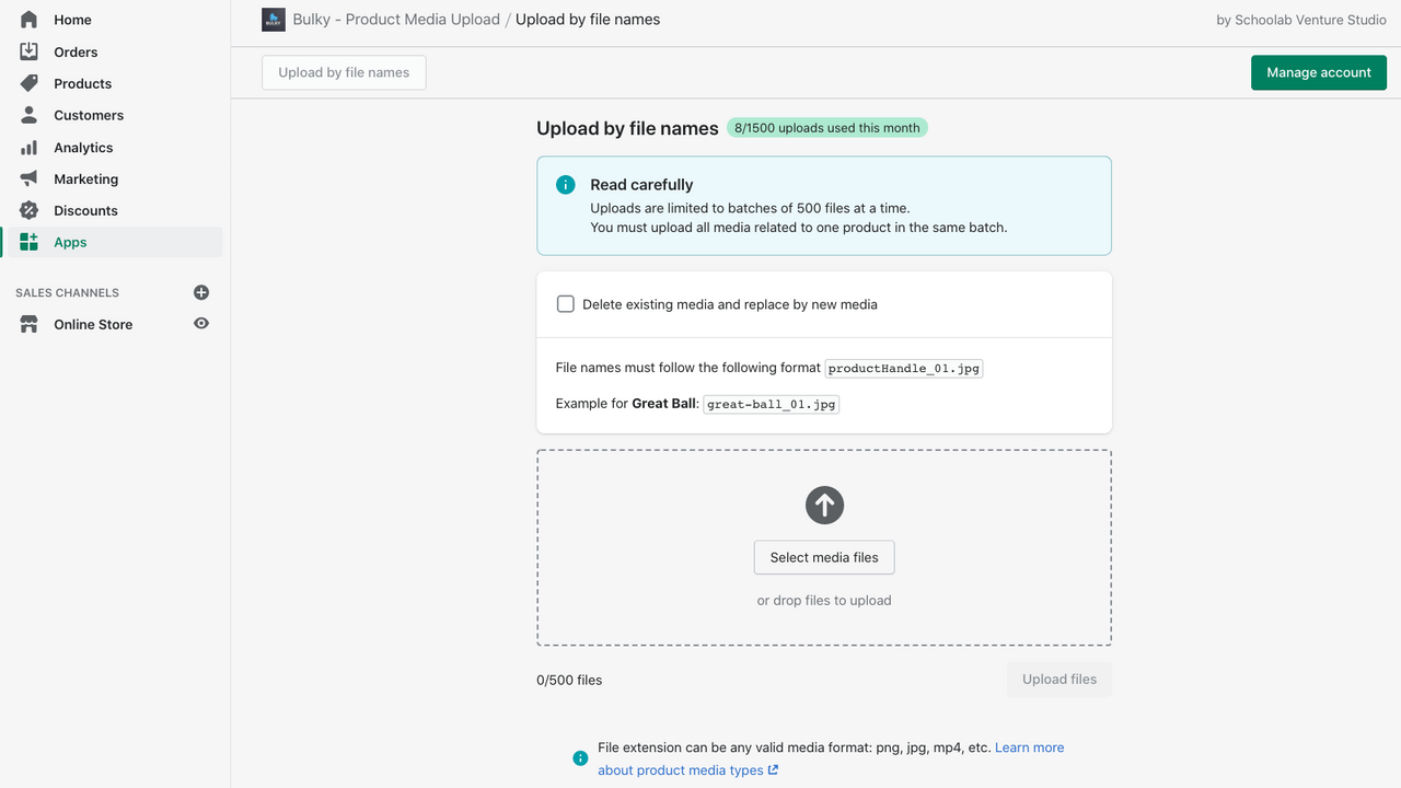Bulky ‑ Product Media Upload