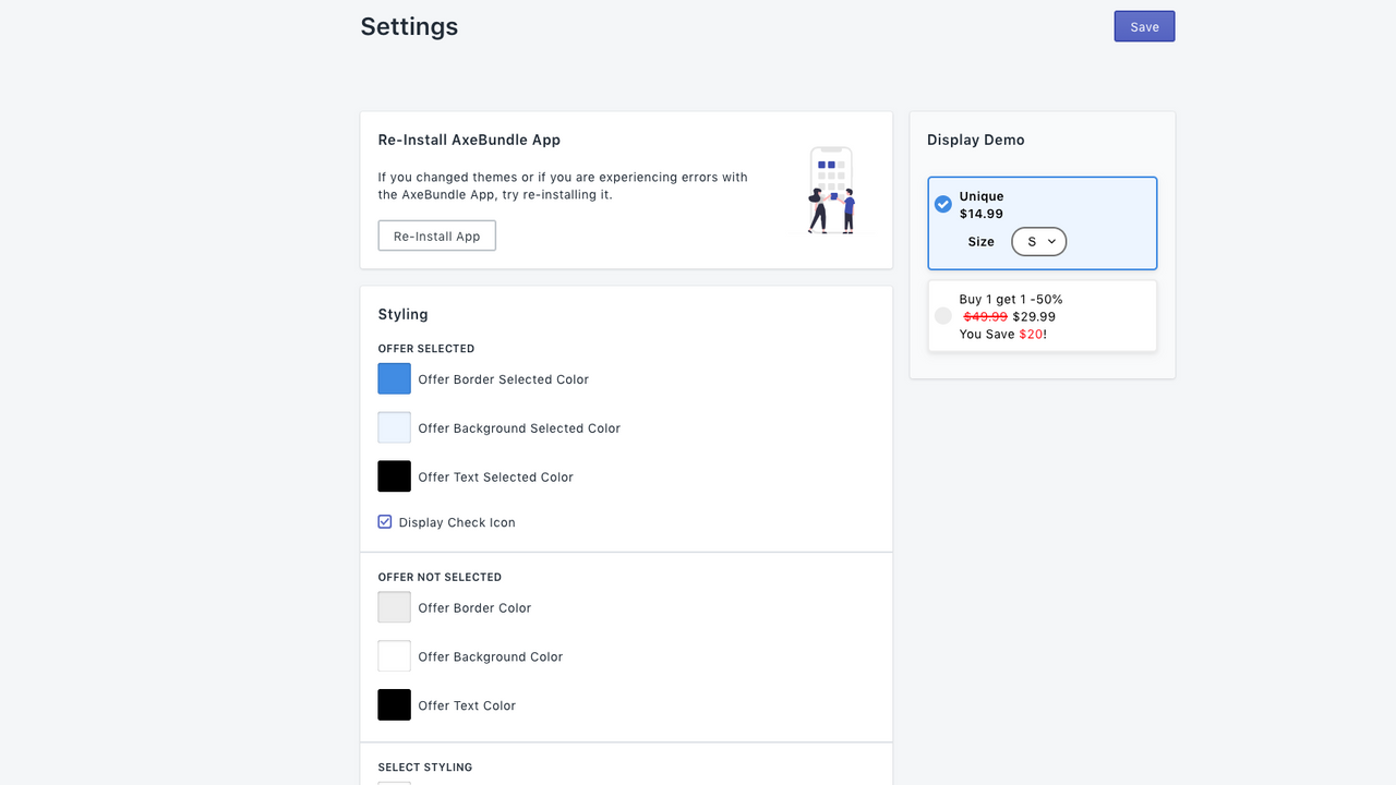 Customize the appearance of your bundle in the Settings page.