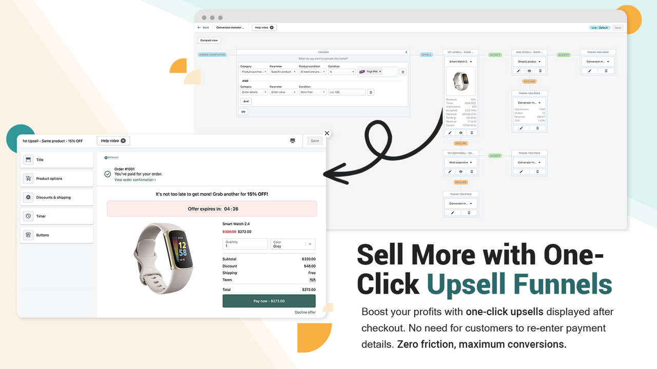 Boost One click post purchase upsell funnels bundles products