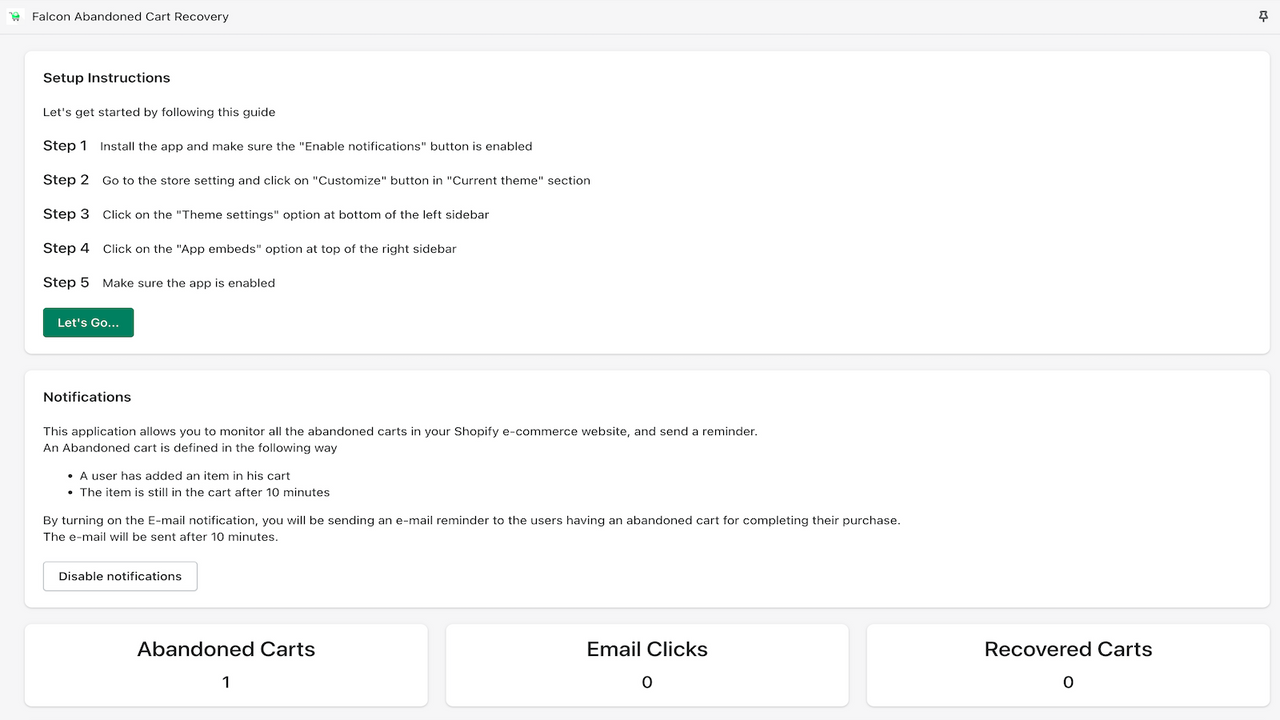 Falcon Abandoned Cart Recovery