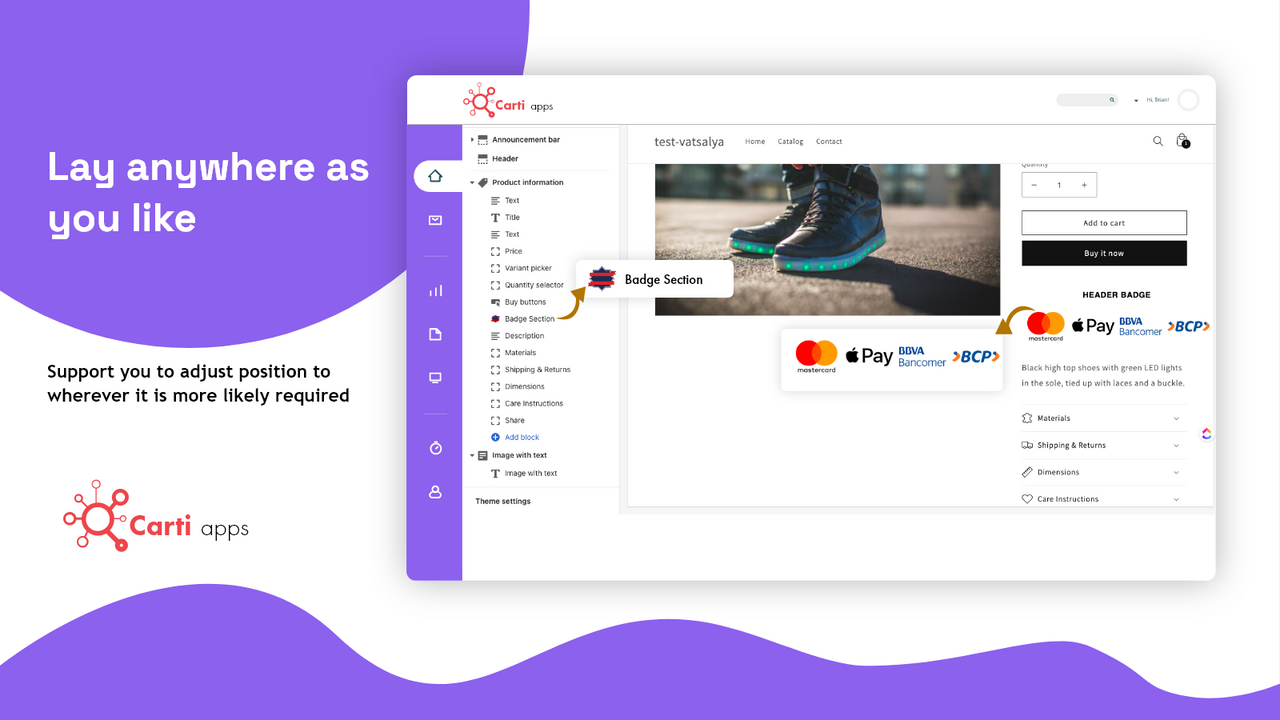 Adjust the badges wherever you like.