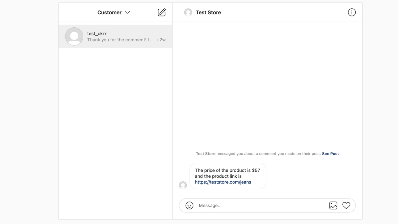 Instagram direct message