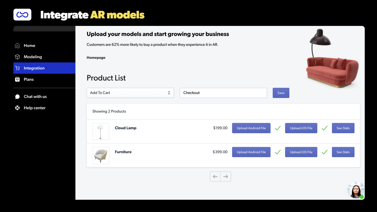 Download the App and upload your models