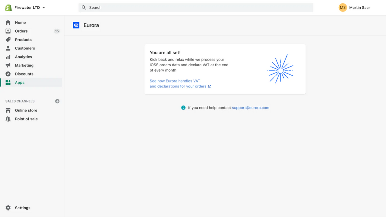 App successfully set up