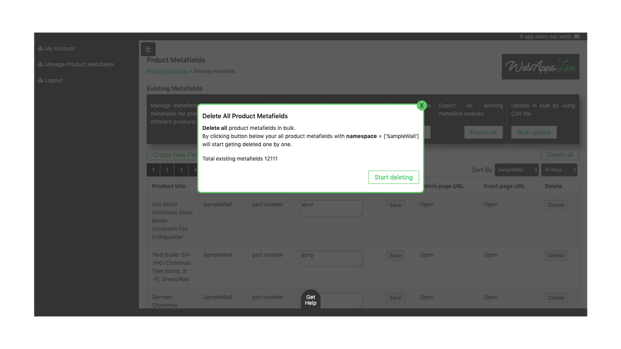 bulk delete shopify custom fields