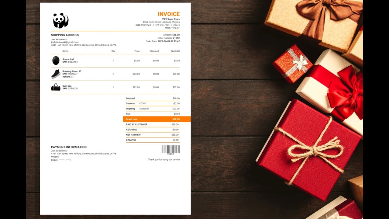 Vify Order Printer PDF Invoice
