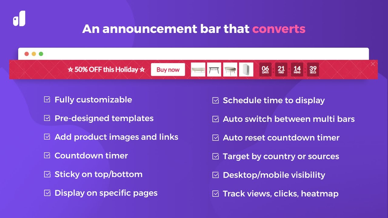 qikify Timer, Announcement bar