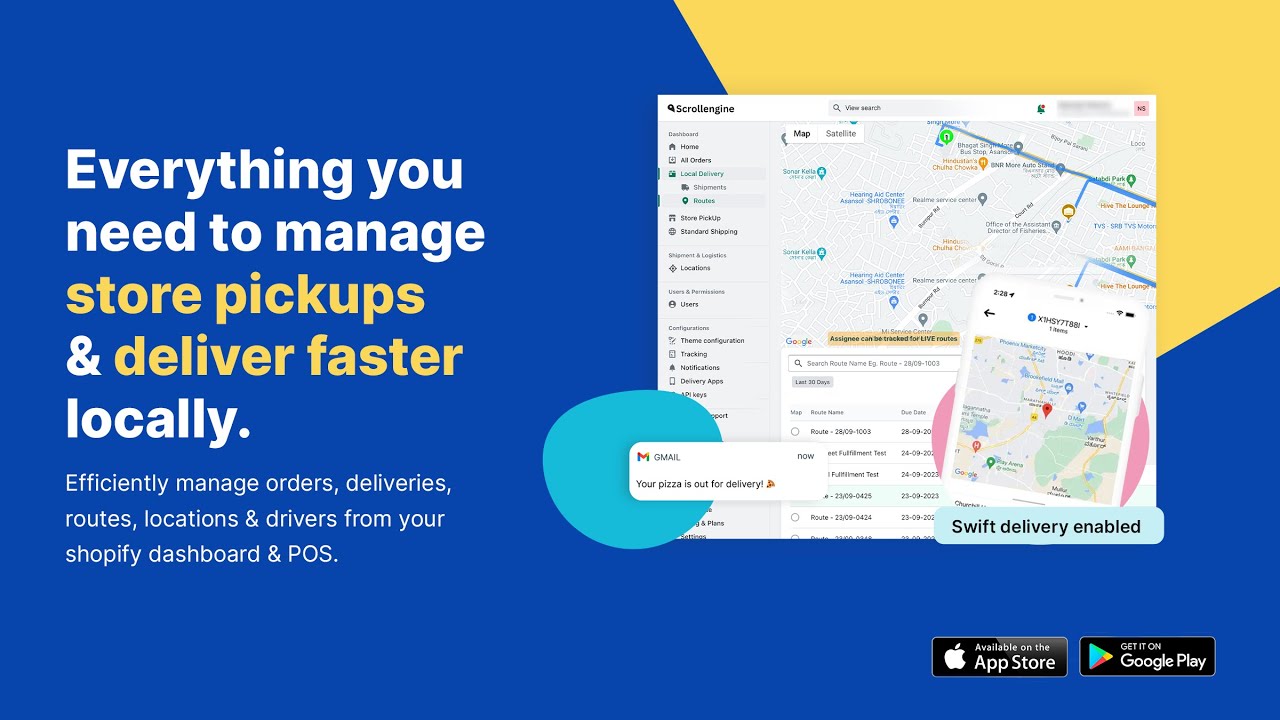 Streamline local deliveries and pickups with route optimization, tracking, and real-time notifications.
