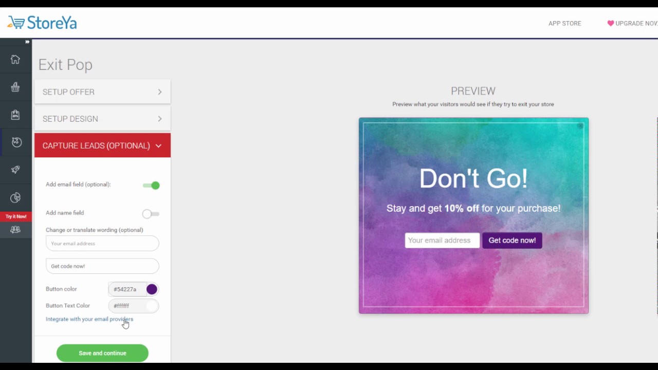 Exit intent Pop ups by StoreYa