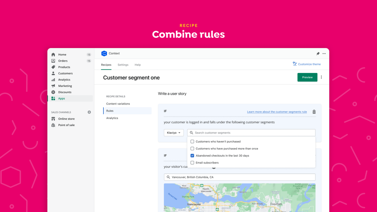 Combine rules to create powerful recipes