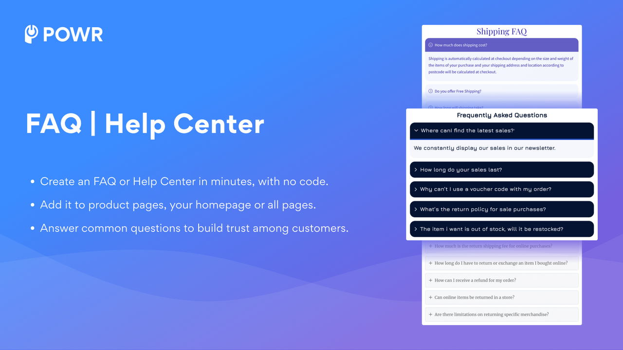 POWR: FAQ Page | Help Center