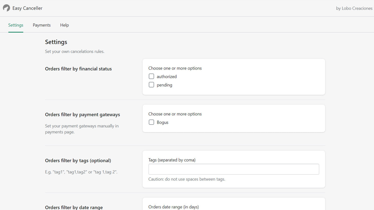 Easy Canceller Shopify - Lobo Creaciones