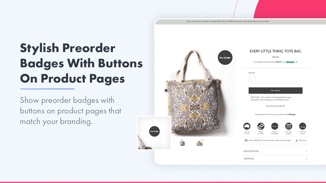 Swap add to cart for preorder buttons