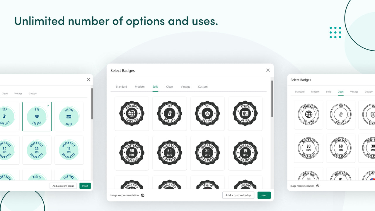 Trust Badges for more than one purpose.