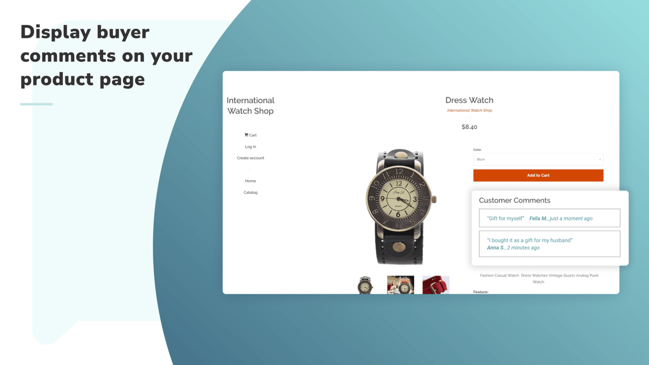 Display buyer comments on your product page