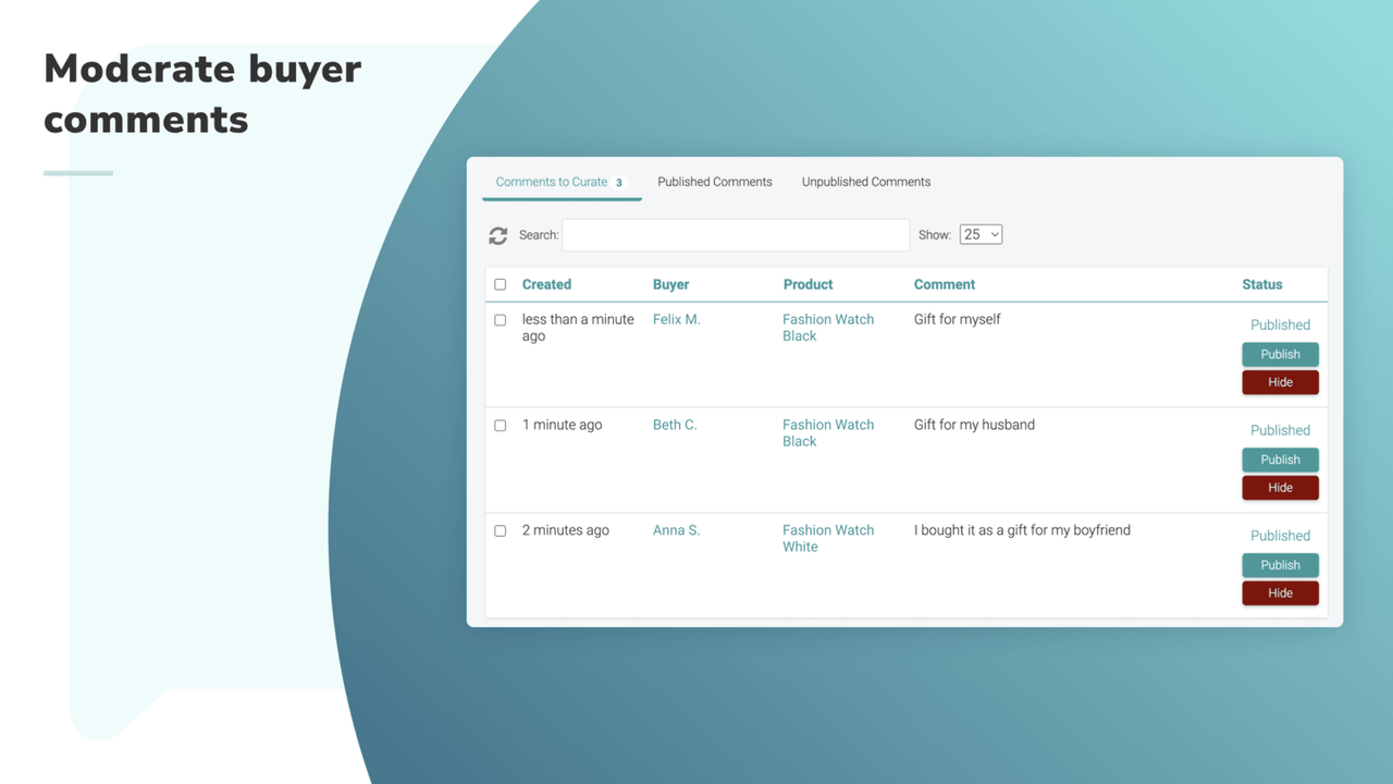 Moderate buyer comments