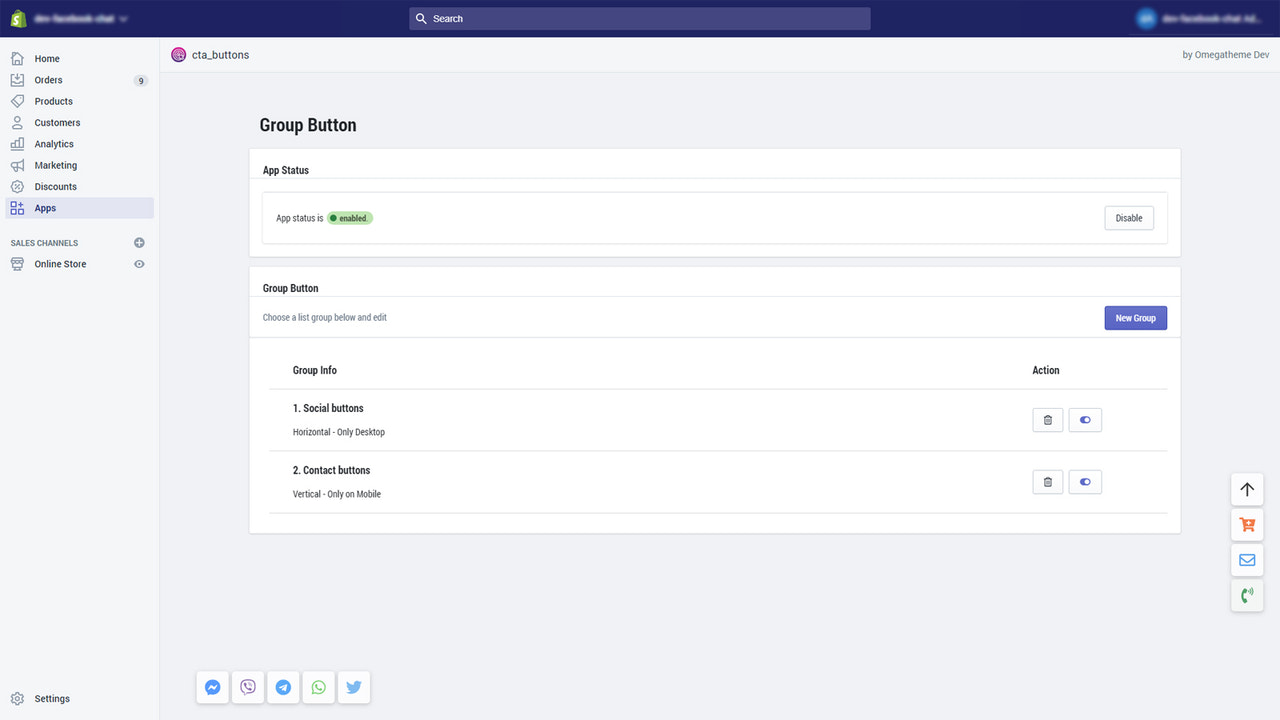 Floatify - CTA, Social Buttons: Group buttons.