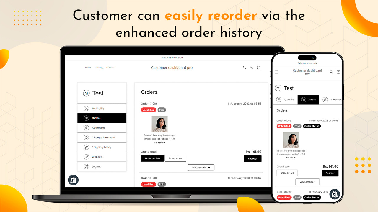 Customer Accounts reorder features