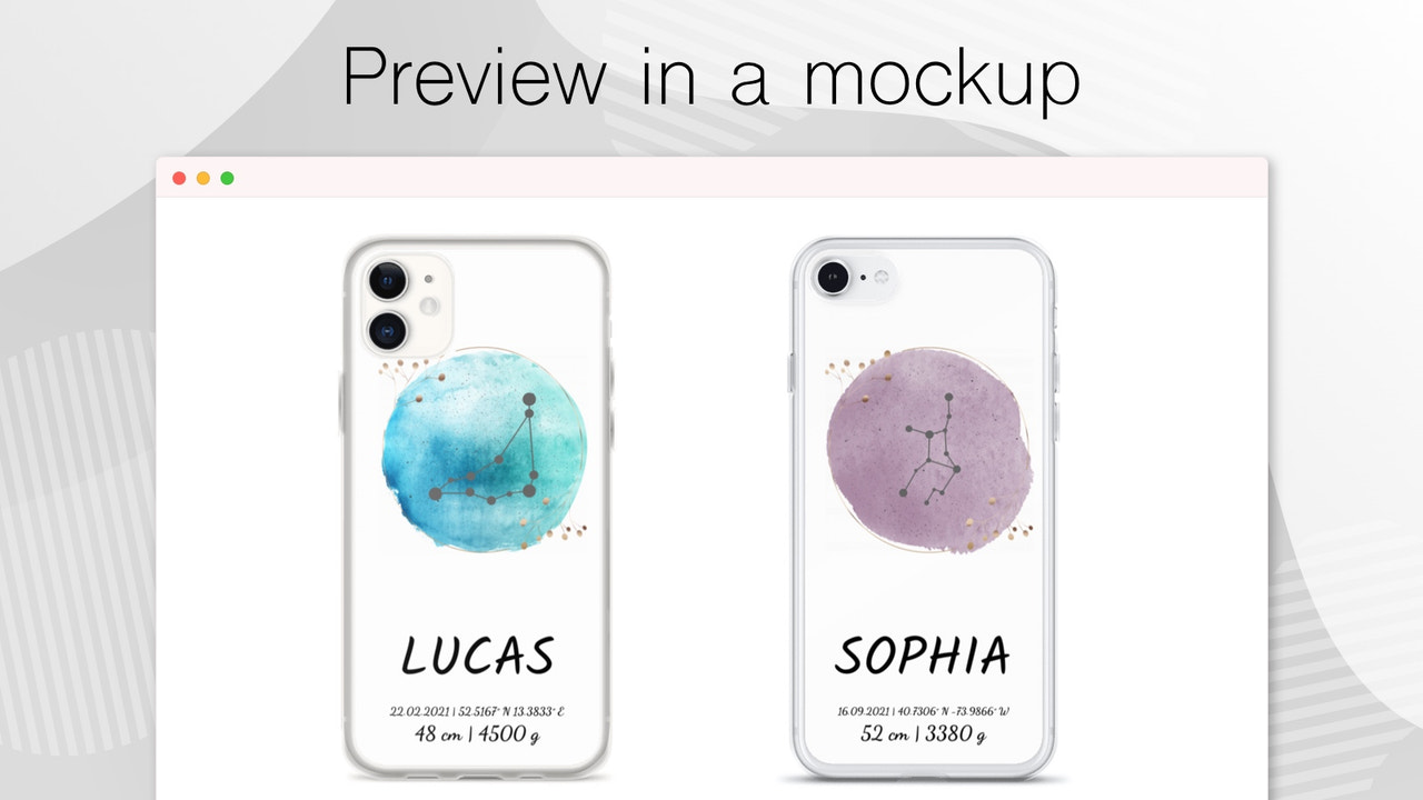 Customer can preview changes in a product mockup