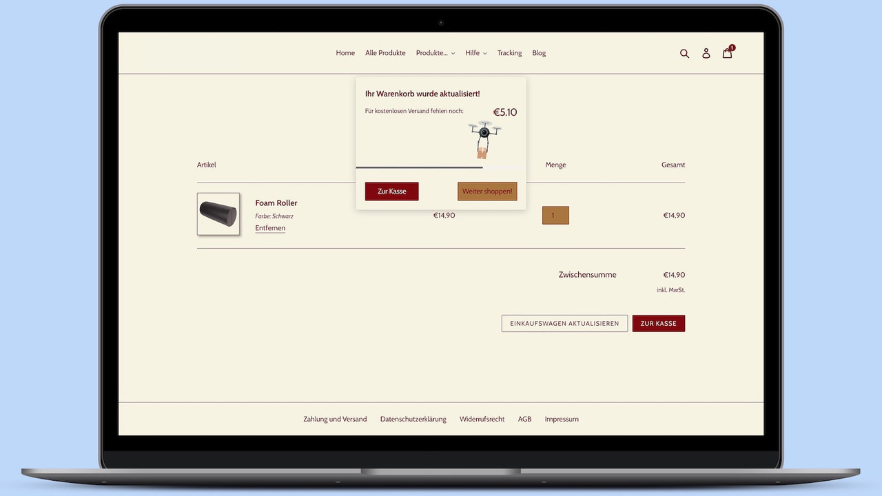 Free Shipping Popup – Custom popup on online store (Desktop)
