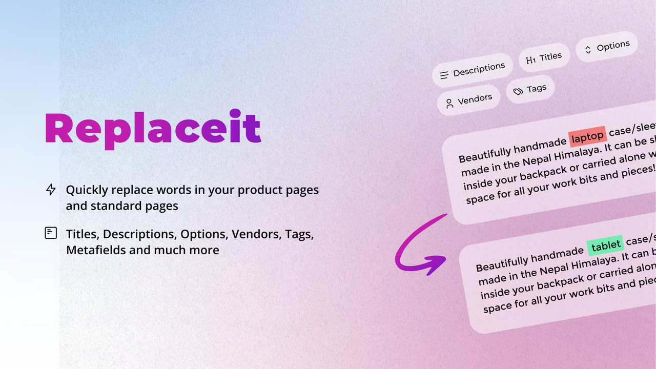 Replaceit ‑ Bulk edit products