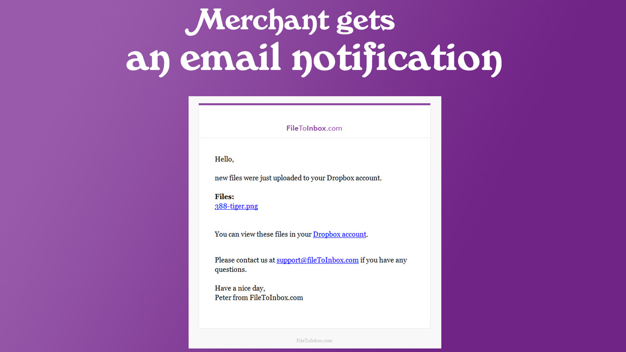 Email notification of uploaded files