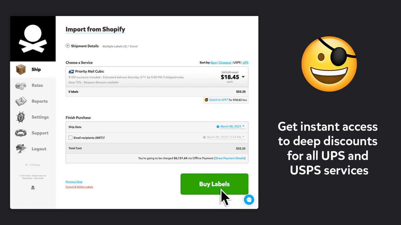 Access secret shipping services like Priority Mail Cubic