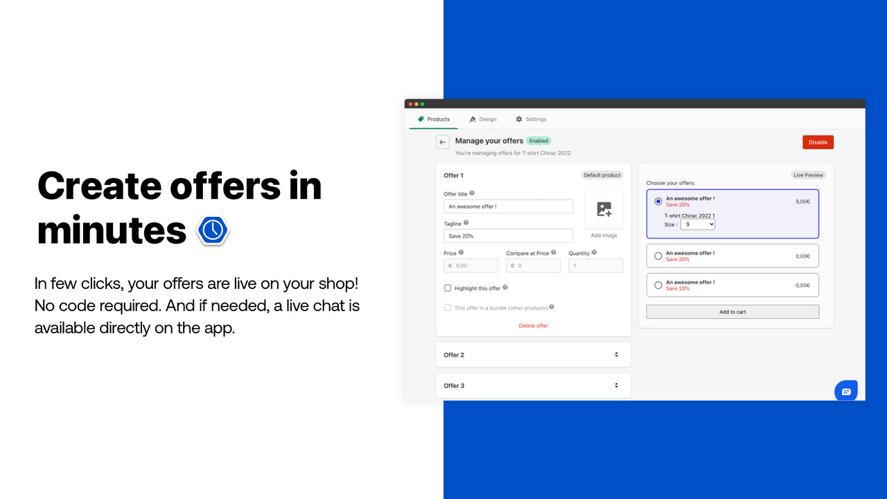 Fast setup product bundle & upsell