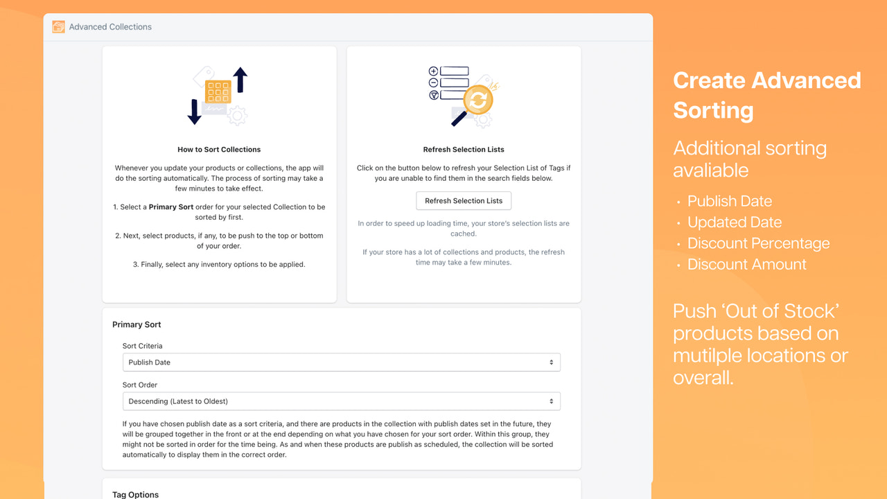 Create a sort with advanced criteria and hide out of stock items