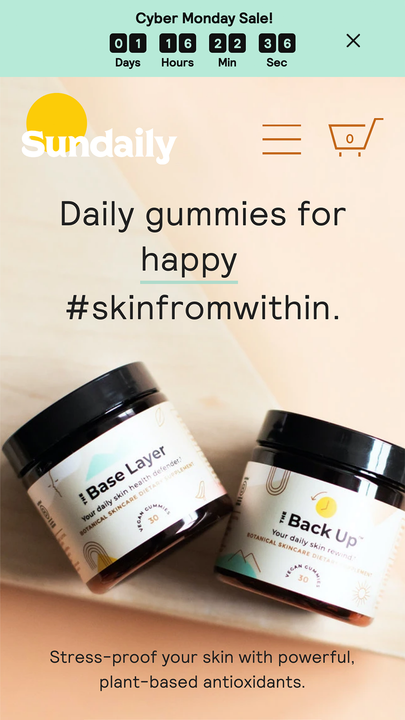 Countdown banner for sales and limited time offerings on mobile