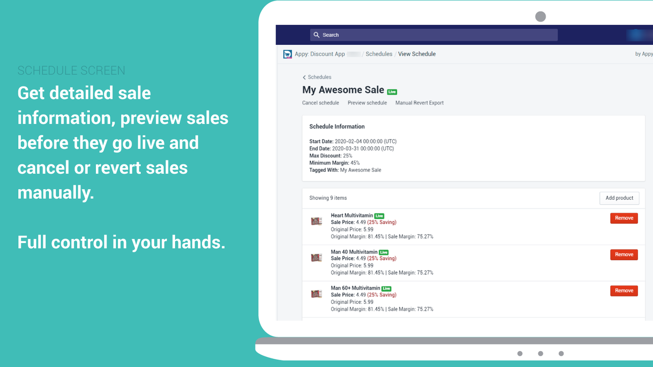 Full control - Appy Sales and Discounts App