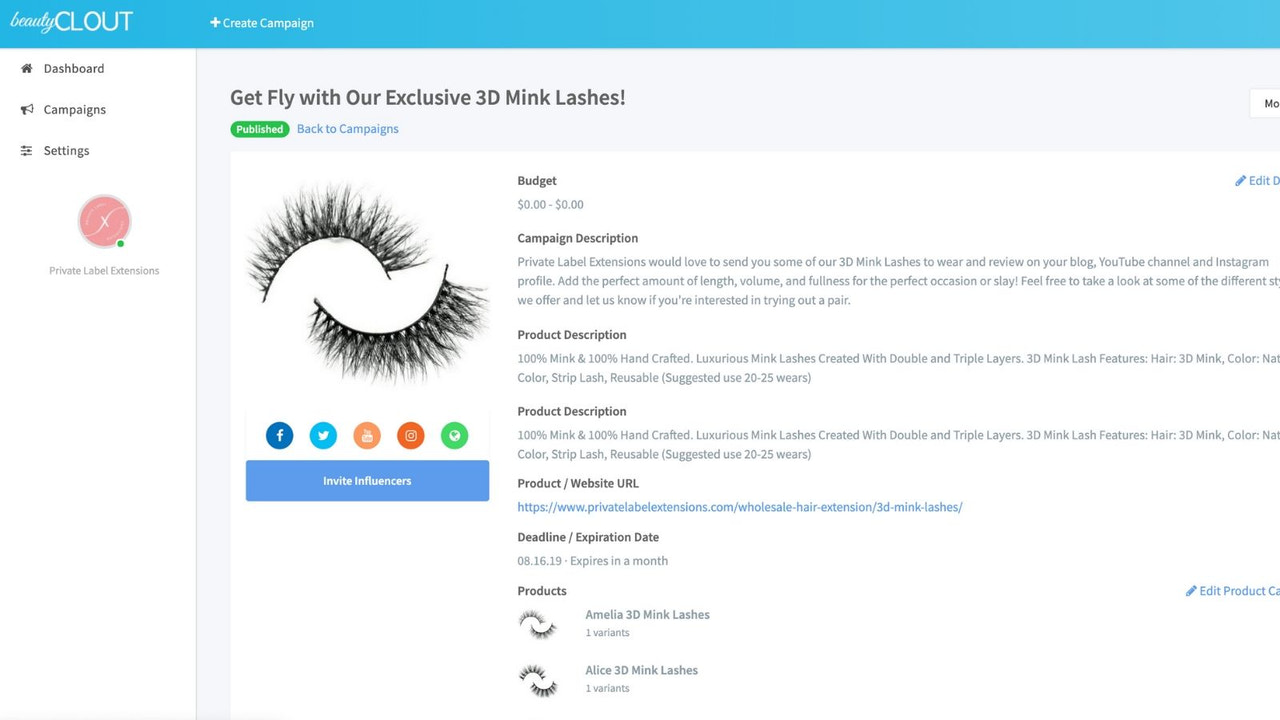 Campaigns can be FREE or PAID! Influencers love products!