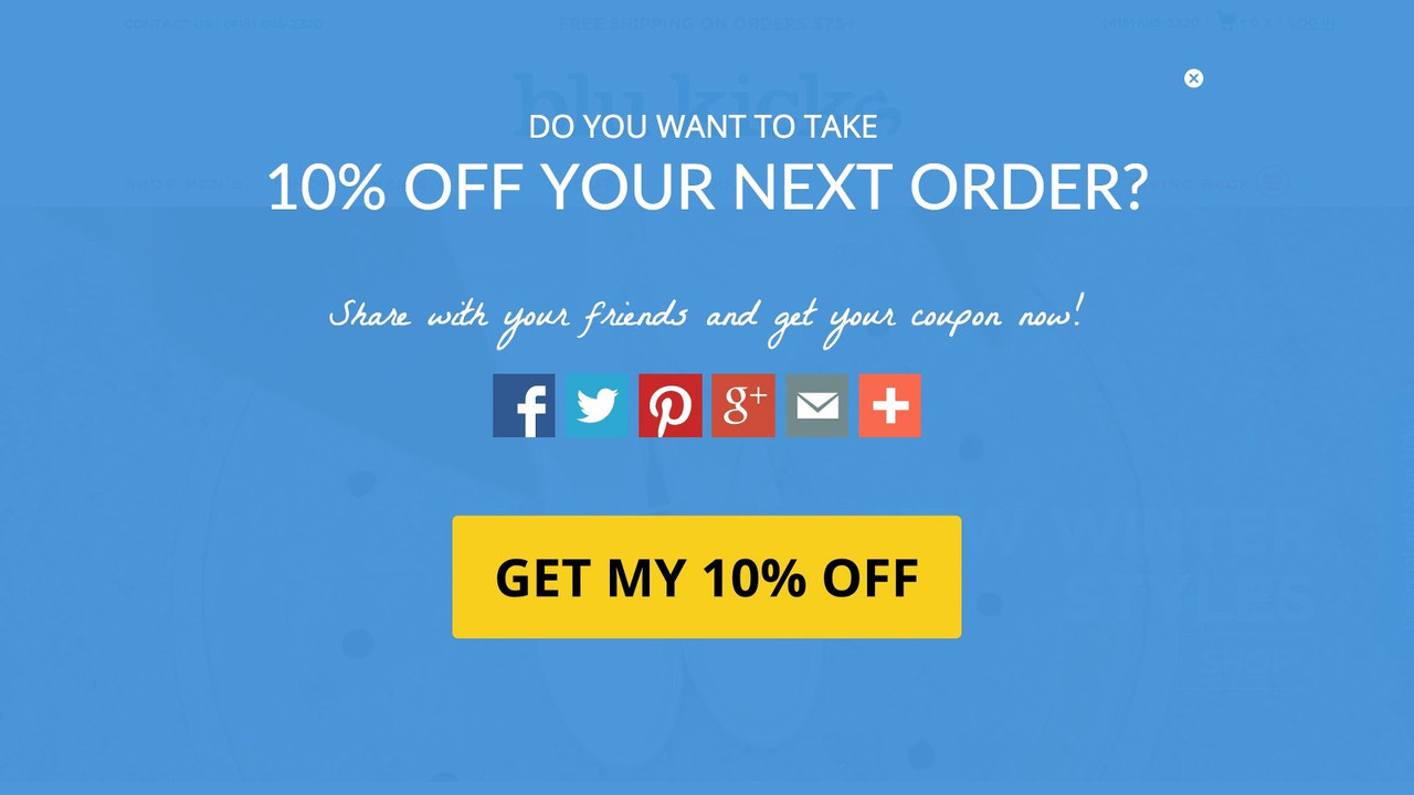 Exit Intent Pop-Up with Social Sharing Links