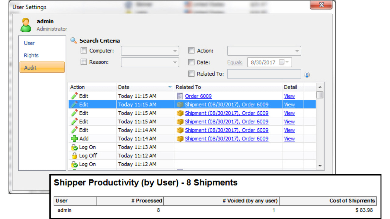 User Settings_Audit Screen